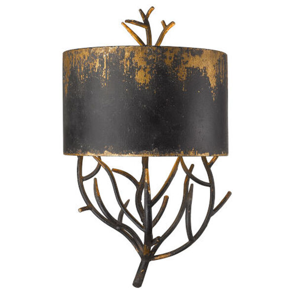 Esmay Antique Black Iron Two-Light Wall Sconce, image 2